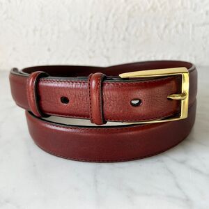 Brown Italian Leather Belt Brass Buckle 2 Keepers - Men's Size 42
